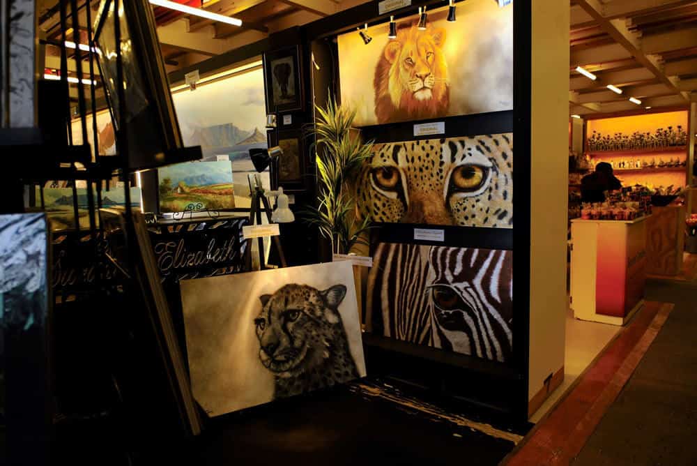 Artworks on display at the Waterfront market - Cape Town