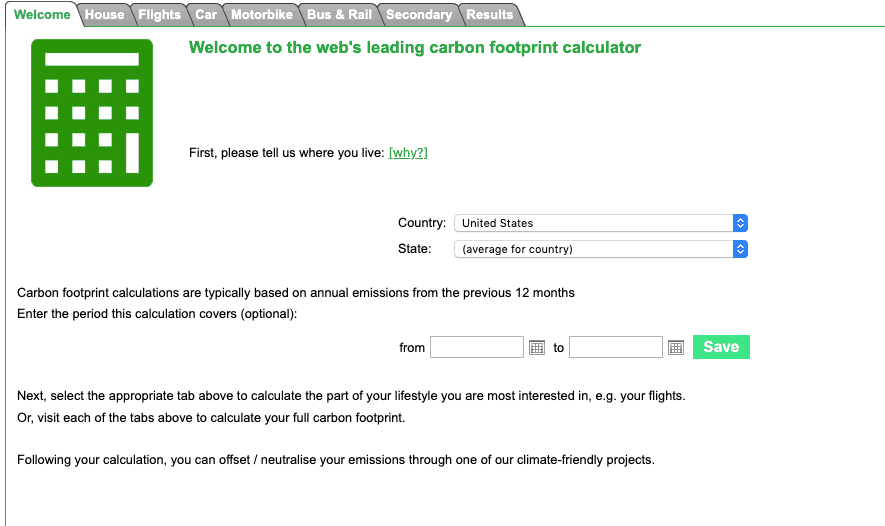 Carbon footprint calculator