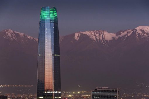 Costanera Center with the background of Andes - Santiago