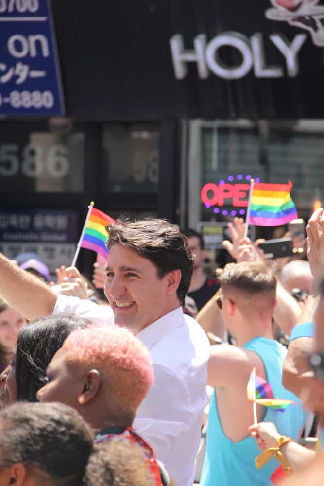 Prime Minister Justin Trudeau at Toronto's Gay Pride Parade in Toronto 2019