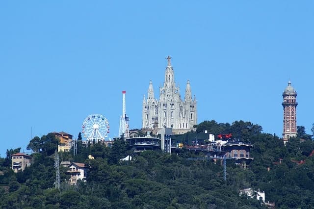 Sagrat Cor church and Tibidabo Amusement Park