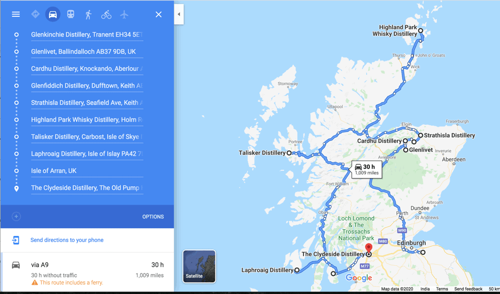 Scotch Tasting Trail map