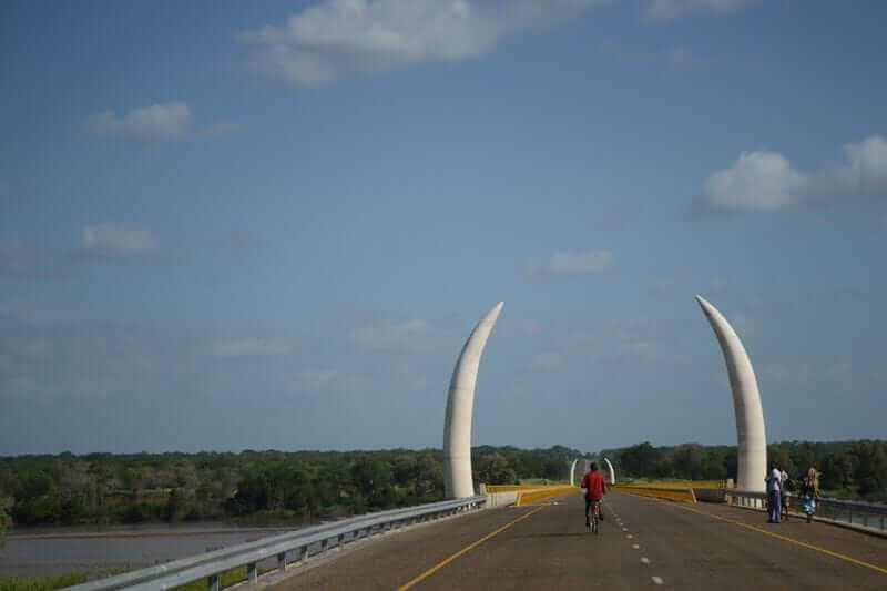 The Unity Bridge across Ruvuma [Rovuma] River at Negomano, Mozambique, between Tanzania and Mozambique