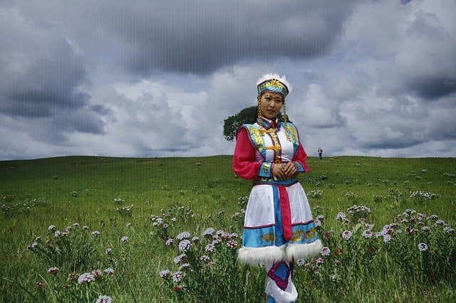 Woman in traditional attire, Mongolia