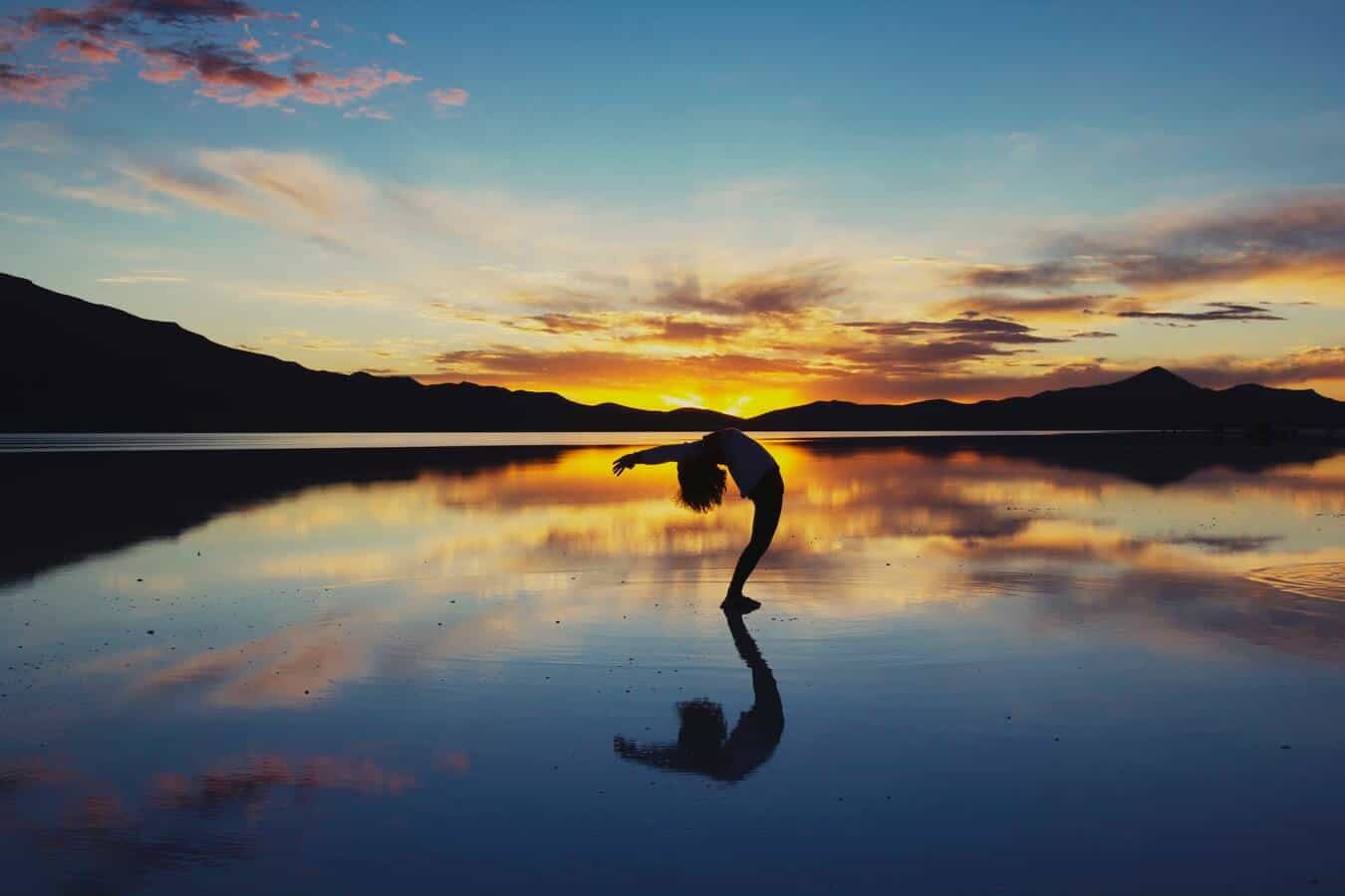 Yoga at Uyuni Salt Flat, Bolivia