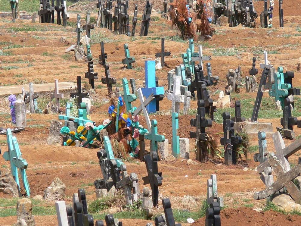 Crosses at the cemetery of San Juan Chamula día de muertos en méxico