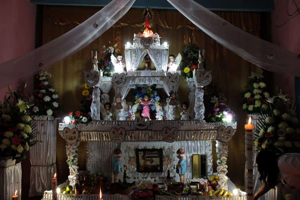 Altar of Día de Muertos in Huaquechula, Mexico